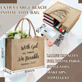 4 Pack Church Mother's Day Burlap Tote Bags 15.3x12x6 Inch Brown Handle