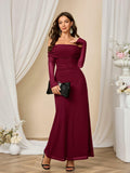 Colysmo Women Off Shoulder Mesh Bodycon Maxi Dress Burgundy Size XL