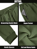 Menoio Mens Fleece Jogger Sweatpants Zipper Pockets Drawstring Green Size XL