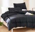 SOUKECHY Boho Chic Full Duvet Cover 3PC Tufted Tassel Fringe Boho Full