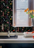 Dimoon 236x16.1 Floral Peel and Stick Wallpaper Black Green Waterproof