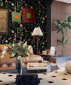 Dimoon 236x16.1 Floral Peel and Stick Wallpaper Black Green Waterproof