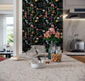 Dimoon 236x16.1 Floral Peel and Stick Wallpaper Black Green Waterproof