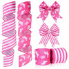 Pineraap Easter Wired Ribbon 2.5in x 10yd Pink Stripe 2 Rolls