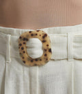 SANDY & SID Womens Linen Crop High Rise Straight Pants White Size XL