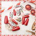 24Pcs Christmas Press On Nails Medium Square Acrylic False Nails Xmas Design