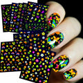 Fluorescent Nail Art Stickers 24 Sheets 3D Butterflies Stars Flowers DIY