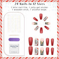 24Pcs Christmas Press On Nails Medium Square Acrylic False Nails Xmas Design