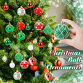 42 Pc Christmas Tree Balls Ornaments Glitter 2.36" & 1.18" Red Green White