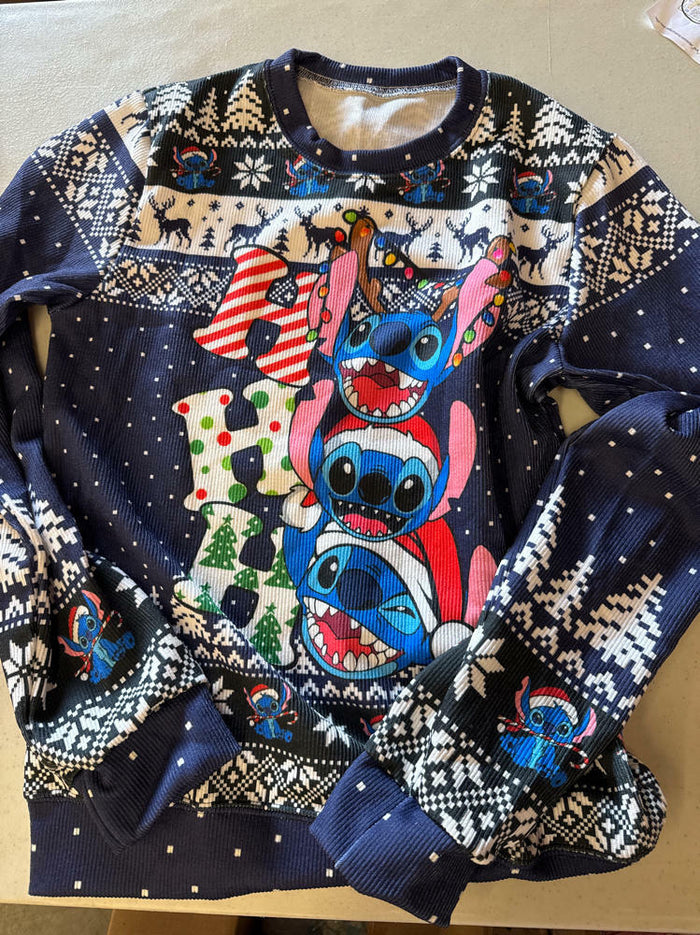 GEPOS Long Sleeve Patterned Holiday Sweater Size S