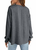 SENSERISE Womens Crewneck Sweatshirt Long Sleeve Pockets Coffee Brown Size L