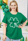 Plus Size St. Patrick's Day Lucky Shamrock Tee Shirt Women Green XL
