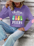 Easter Shirt Women Bunny Graphic Long Sleeve Tee Purple1 Size XXL