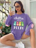 Easter Shirt Women Bunny Graphic Long Sleeve Tee Purple1 Size XXL