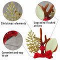 Christmas Bow Hair Clips Red Gold Reindeer Antler 2PCS Holiday Accessories