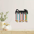 CREATCABIN Metal Swimming Medal Holder Rack Wall Mount Black 15.7x6in