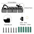 CREATCABIN Metal Swimming Medal Holder Rack Wall Mount Black 15.7x6in