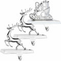 Klikel Reindeer Stocking Holder Set of 3 Deer and Sleigh for Mantel