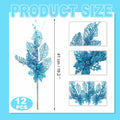 Crazy Night Christmas Tree Picks 16.3in 12pcs Blue Glitter Berries