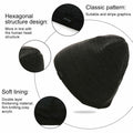 Winter Beanie Skull Cap Warm Knit Lined Outdoor Hat 4-Black&Grey - M Size