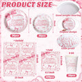 Coquette Pink Bow Birthday Party Supplies 216 Pcs Plates Napkins Set