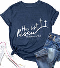He is Risen Women's Easter Christian T-Shirt Navy Blue Size XXL