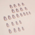 French Tip Press On Nails Short Square Pink Nude Glossy 24Pcs