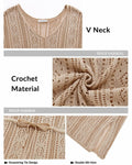 Pinup Fashion Crochet Bathing Suit Cover Up V Neck Apricot Size XXL