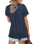 Women's Collared V Neck Polo T Shirt Plus Size Loose Fit Deep Blue Size S