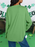 St Patrick's Day Women's Oversized Lucky Shamrock Long Sleeve T-Shirt Size XL