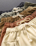 Minibee Womens Wide Leg Capri Pants Drawstring Waist Pockets Beige Size L