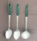 XIAOXGMALL Stainless Steel 3 Pc Serving Spoon Set White Slotted Ladle