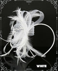 Kidukso Derby Hat Vintage Fascinator Headband Clip White