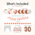 EpiqueOne 41-Piece Rose Gold 30th Birthday Party Decorations for Women