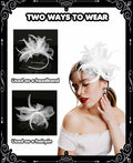 Kidukso Derby Hat Vintage Fascinator Headband Clip White