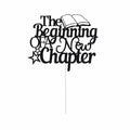 The Beginning of A New Chapter Cake Topper Black Glitter