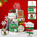13 Pc Winter Tiered Tray Decor Elk Sled Tree Snowflake Wood Blocks