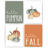 JWVK Hello Pumpkin Boho Fall Wall Art Prints Set of 4 8x10 Unframed