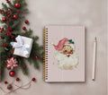 Ecezatik Christmas Notebook Pink Vintage Santa 5.5x8.3 Inch Spiral