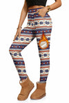 ALIREVERIE Womens Winter Fleece Leggings Snowflake Orange Blue Size XL