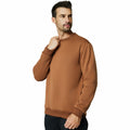 Men's Crewneck Sweatshirt Athletic Fleece Pullover Brown Size L