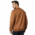 Men's Crewneck Sweatshirt Athletic Fleece Pullover Brown Size L