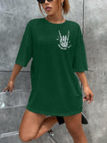 Halloween Oversize T-Shirt Women Spooky Graphic Ghost Tee Green Size M