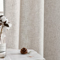 2pc Jinchan Faux Linen Burlap Curtains 63" Heathered Gray Grommet Panels