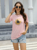 EADINVE Women's Sunflower Graphic Crew Neck Cotton Summer Tee Size L
