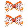 Halloween Pumpkin Hair Bows Clips Orange Dual-Layered Grosgrain Ribbon