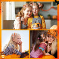 Halloween Pumpkin Hair Bows Clips Orange Dual-Layered Grosgrain Ribbon