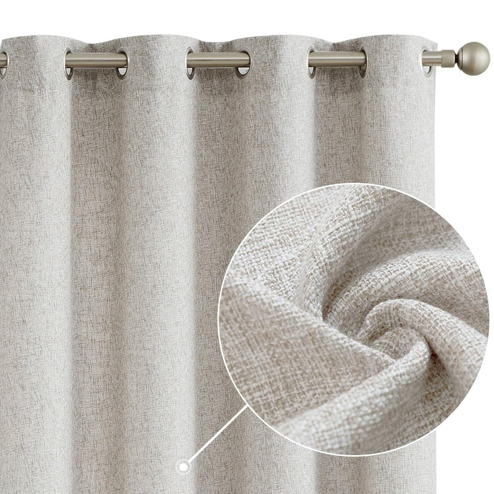 2pc Jinchan Faux Linen Burlap Curtains 63" Heathered Gray Grommet Panels