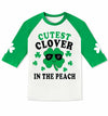 St. Patrick's Day Kids Clover T-Shirt Green White Raglan Top 4T Crewneck