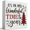 Merry Christmas Reindeer Tree Wood Box Sign Farmhouse Decor 5x5 Inches